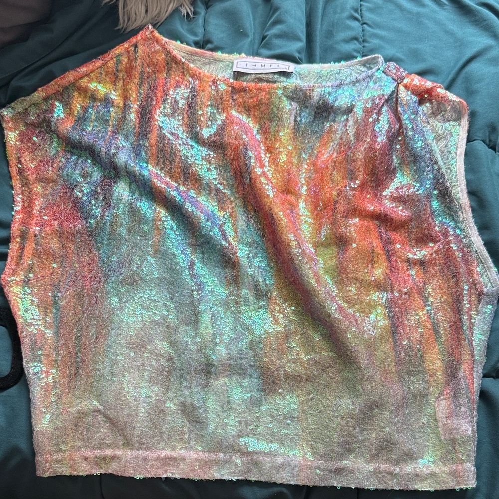 Iridescent Sequin Crop Top